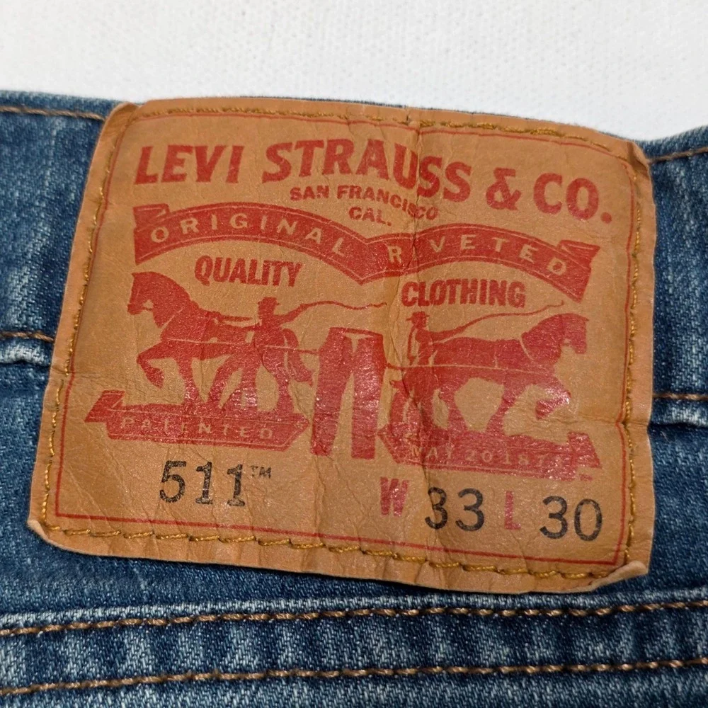 Levi's 511 Slim Fit Jeans Mens 33x30 Blue Denim Classic Casual Streetwear Style